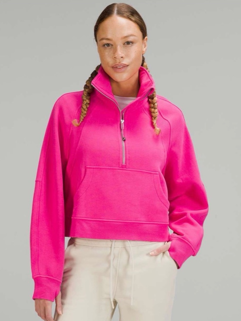 Lululemon Sonic Pink Scuba Oversized Funnel Neck Half Zip